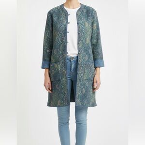Henna Quilted Print Cotton Coat Cardigan One Size